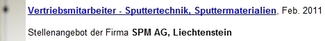 Vertriebsmitarbeiter - Sputtertechnik, Sputtermaterialien
